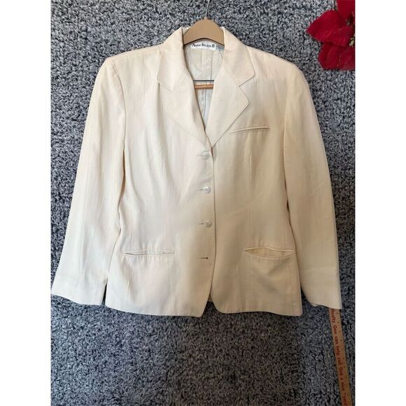 Anne Klein Women's Ivory Silk Jacket Size 10 Vintage Mid-Length Formal - Picture 9 of 11